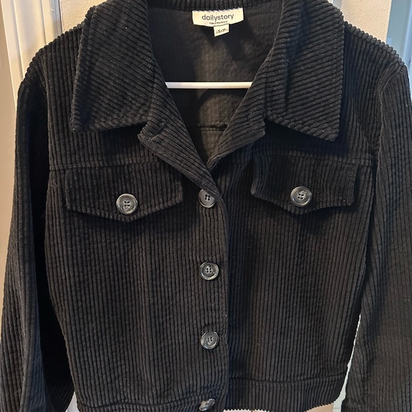 Daily Story Jackets & Blazers - Black Corduroy Jacket